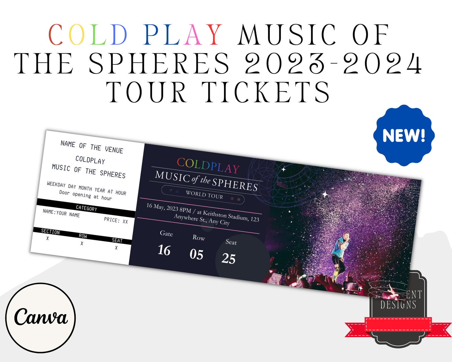 Coldplay Concert Ticket Template Surprise Music of the Spheres Canva