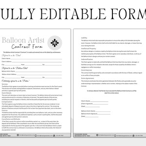 Editable Balloon Artist Contract Template, Business Forms (canva ...