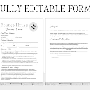 Editable Bounce House Waiver of Liability Form, Bounce House Rental ...