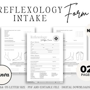 Editable Reflexology Intake Form, Massage Consultation Form, Spa Forms Massage Consent Form Foot Reflexology Reflexology Consent CANVA Forms