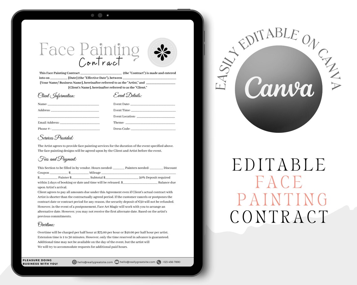 Face Painting Contract, Easy Face Paint, Painting Artist, Face Painting