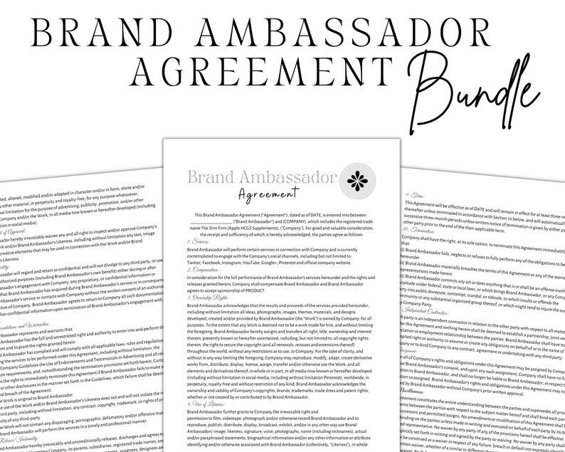 Brand Ambassador Contract 4 Pages, Brand Ambassador Agreement