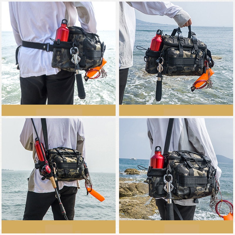 Fishing Tackle Backpack Fishing Gear Storage Bag Fanny Pack for Men Fly  Fishing Backpack with Rod Holder Sling Shoulder Pack Waterproof Fishing  Gifts