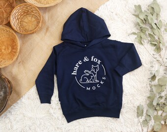 Rabbit Skins 3326 Navy Mockup, Navy 3326 Hoodie Mock Up, Blue Baby Hoodie Mockup, Boho Kids Blue Hoodie Mock-up