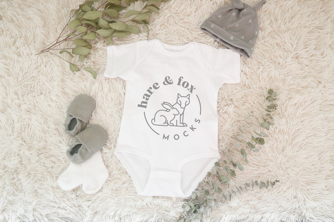 White Rabbit Skins Mockup Onesie, 4424 Rabbit Skins Boho Onesie Mockup