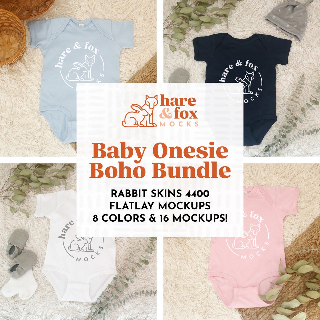 Rabbit Skins Mockup Bundle, 4414 Rabbit Skins Boho Onesie Mockups, Baby