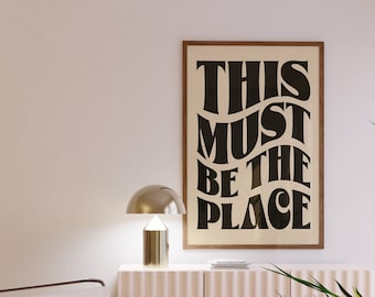 This Must Be The Place Print Retro Wall Art Talking Heads Print Lyric Print Vintage Music Dorm Room Decor