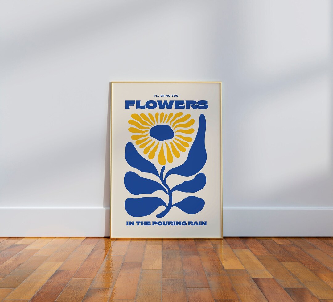 I'll Bring You Flowers Retro Lyric Print Abstract Floral Wall Art Etsy