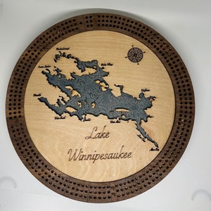 Cribbage Board - Lakes Bathymetry - Topography - Customized for any location