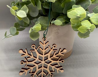 Wooden Holiday Snowflake Ornament - Christmas - Winter - Gifts