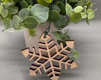 Wooden Holiday Snowflake Ornament - Christmas - Winter - Gifts