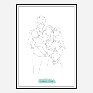 Personalised line drawing, personalised portrait, faceless portrait, Custom Illustration, Family Portrait, Gift For Family, drawn from photo