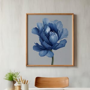 Stampa artistica di natura morta floreale blu: elegante disegno di fiori (download digitale)