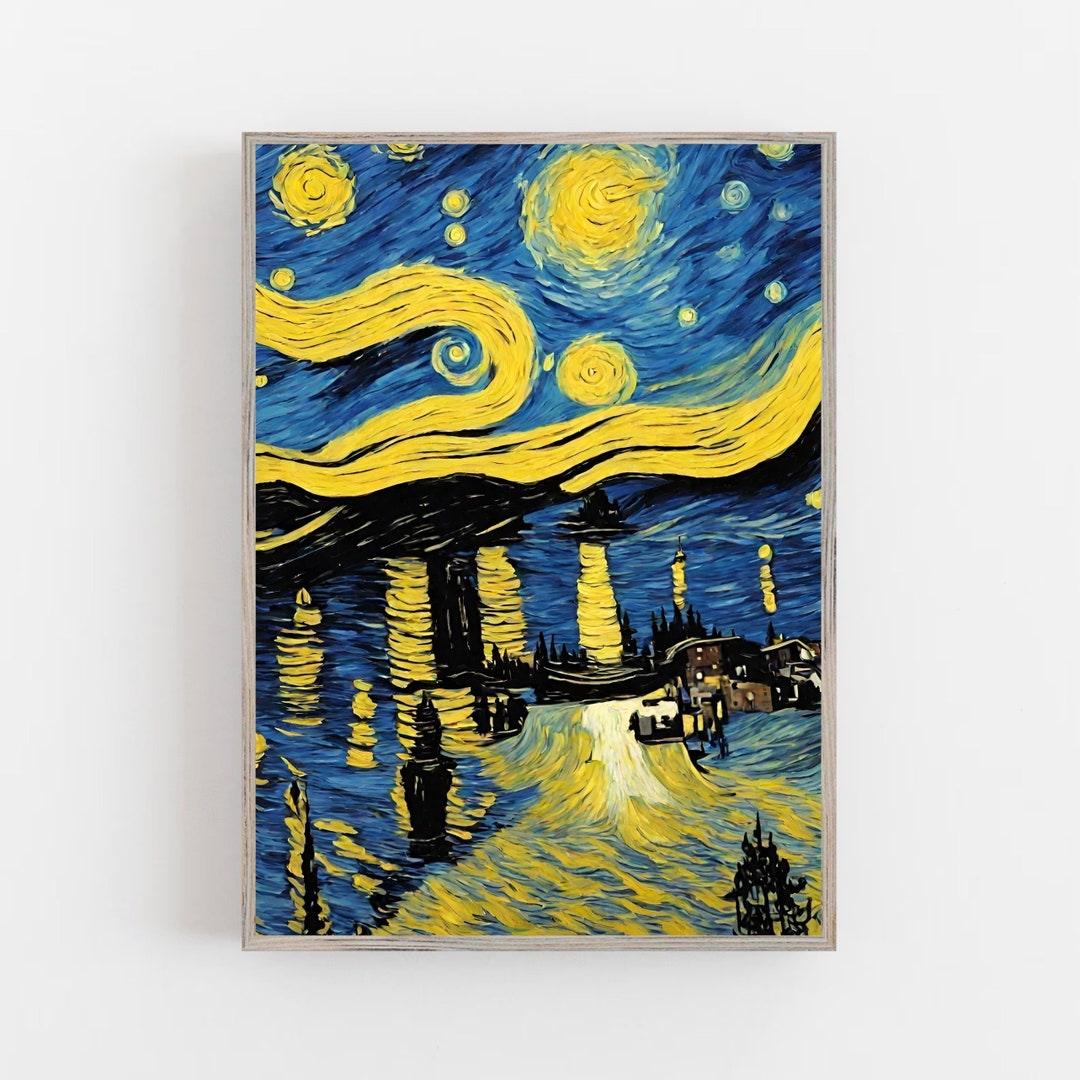 Van Gogh Starry Night Digital Printable Wall Art Starry Etsy UK