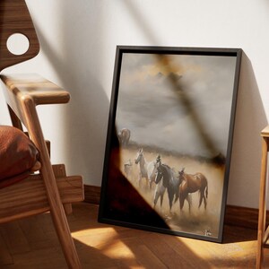 Pferdeölgemälde Wandkunst, Vintage Pferdedruck, Bauernhausdekor, druckbare Wandkunst, Cottage Wandkunst, Pferdemalerei, Bauernhausdekor.