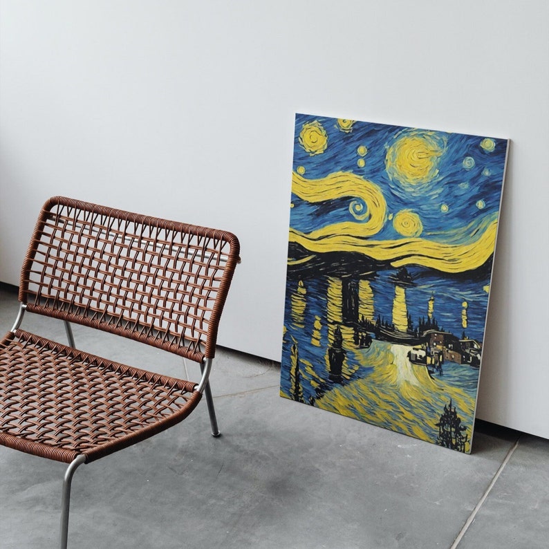Van Gogh Starry Night Digital Printable Wall Art, Starry Night Oil