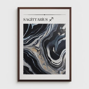 Sagittarius Zodiac Poster: Obsidian Gemstone Astrology Print (Digital Download)