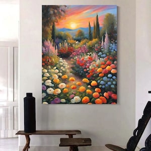 Oil Painting Flower Garden Print: Colorful Botanical Wall Art (Digital Download)