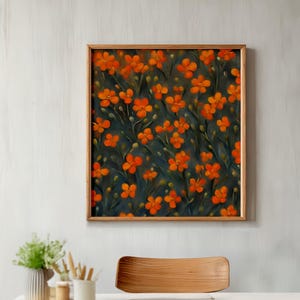Orange Wildblumen Kunstdruck: Botanisches Cottagecore Dekor (Digitaler Download)