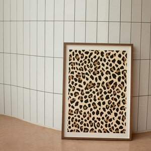 Leopard Wall Art, Leopard Pattern Poster, Photography Definition Print, Above Bed Bedroom Wall Decor, Aesthetic Trendy Typography Art