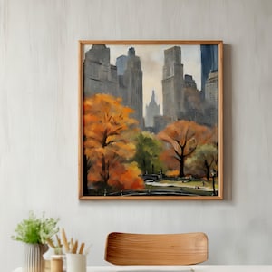Arte mural digital imprimible al estilo de pintura al óleo de Central Park de Nueva York