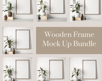 Single frame mockup bundle, Vertical frame mockup, Wood Frame mockup, Wall art mockup, Interior mockup, art print mockup, minimalist mockup