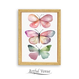 Butterflies Wall Art for Girls Nursery Room, Butterfly Watercolor Printable Art for Girls Room, Toddler Room Art, Teens Room Decor