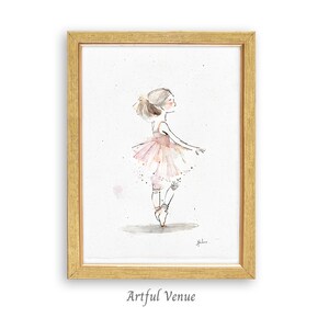Little Ballerina Illustration for Nursery Room Decor, Printable Wall Art for Girls Bedroom, Toddler girl Room, Girl Baby Shower Gift