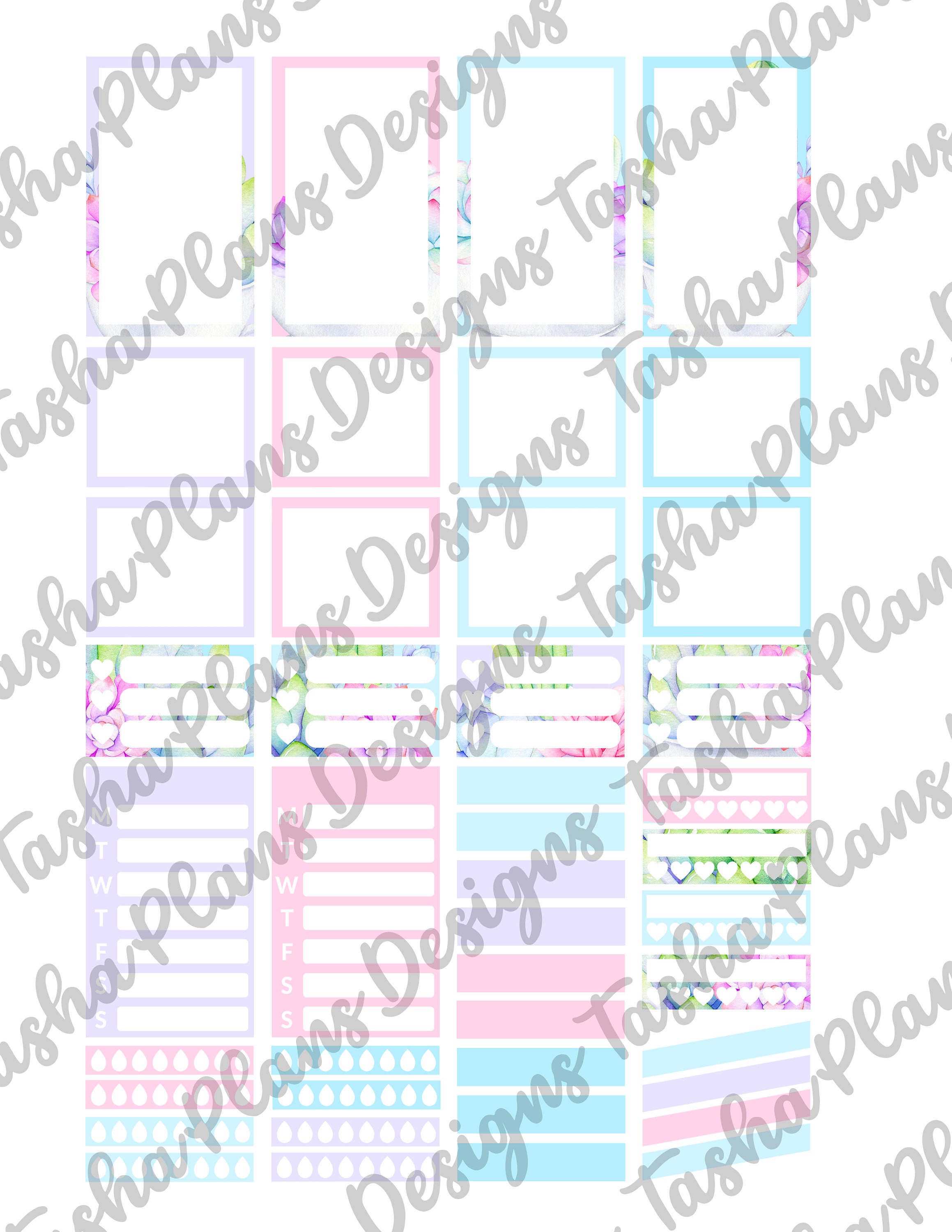 Pastel Succulents Printable Weekly Sticker Kit Happy Planner - Etsy