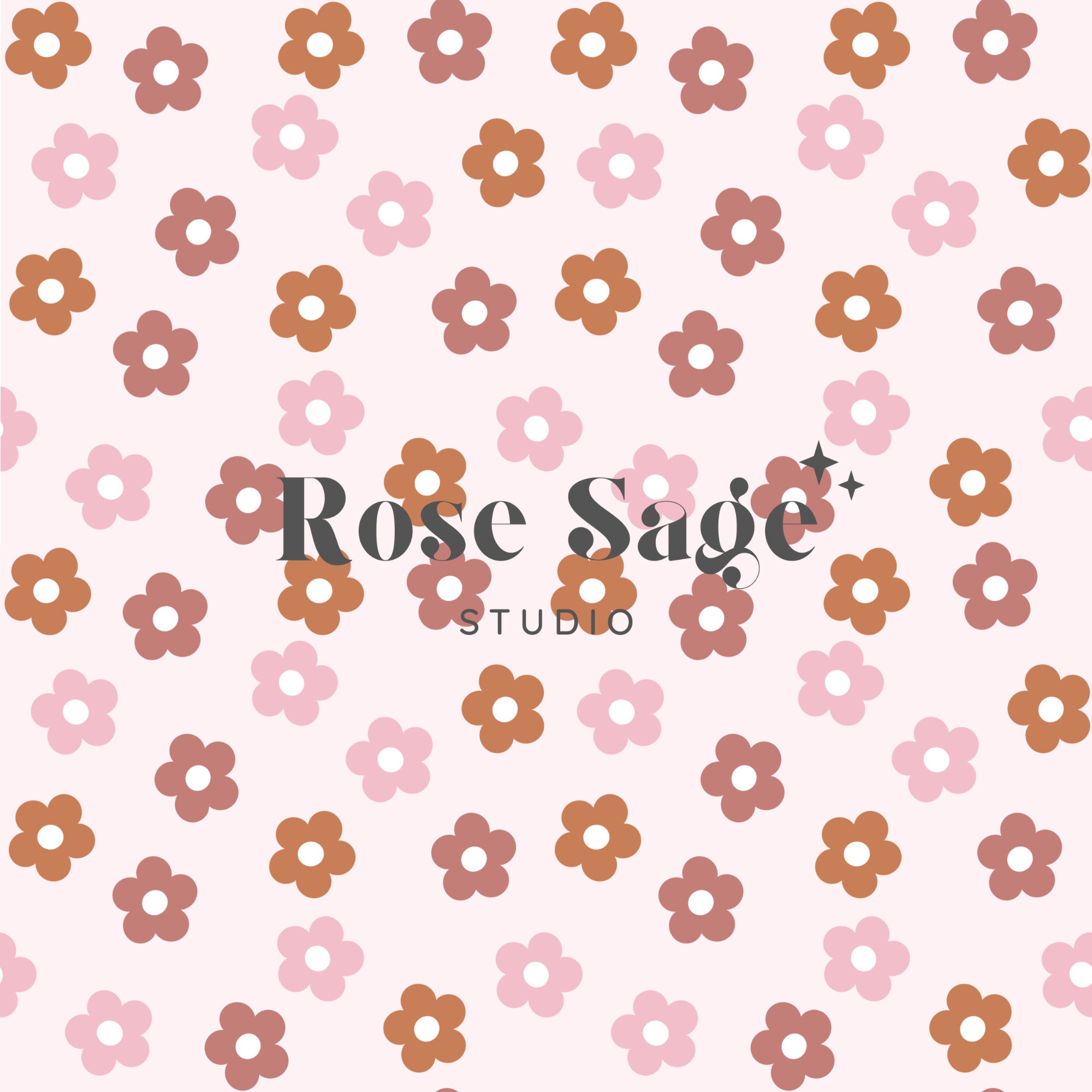 Retro Flower Seamless Digital Pattern, Pink Floral Seamless Pattern ...