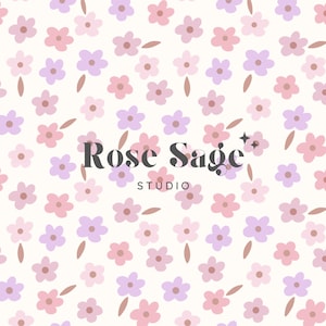 Motif floral sans couture printemps-été, fichier floral transparent, petite fleur bohème sans couture, conception de fleur fille Boho