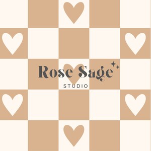 Neutral Heart Checkered Seamless Pattern, Tan Beige Heart Checker ...