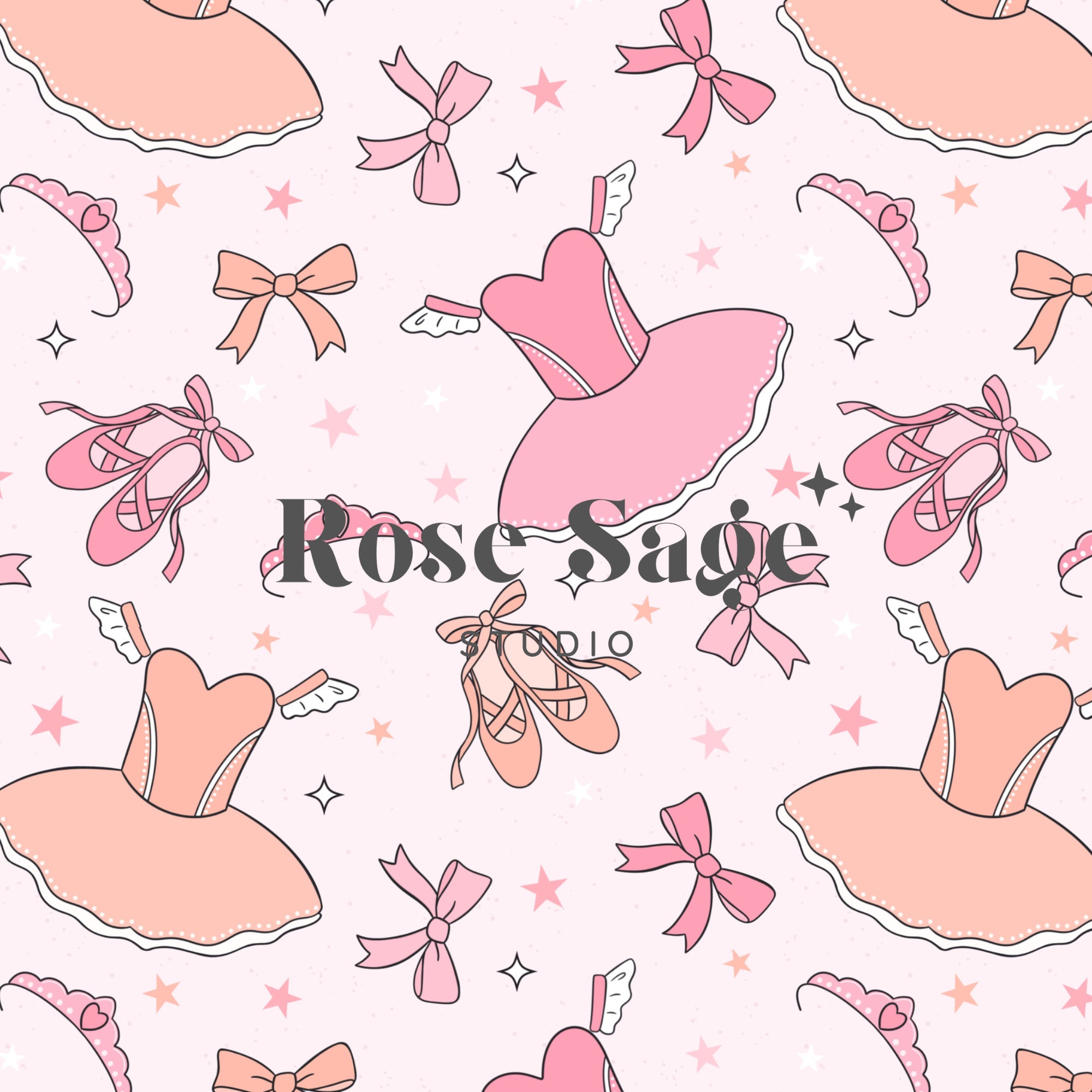 Ballerina Seamless File, Ballet Tutu Seamless Pattern, Girl Bows ...