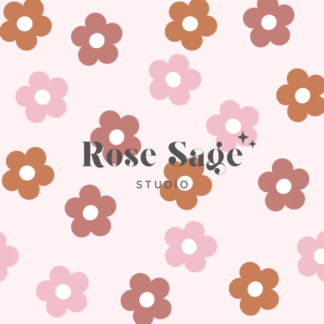 Retro Flower Seamless Digital Pattern, Pink Floral Seamless Pattern ...