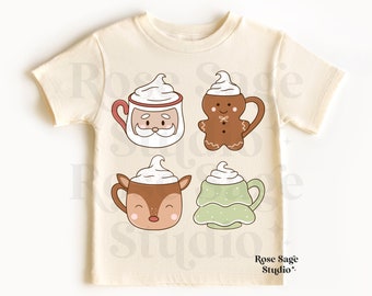 Christmas Mugs PNG file, Kids Christmas Hot Cocoa PNG for Shirt, Transparent Christmas Design