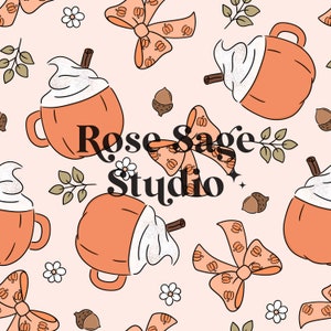 Flicka höst sömlös fil, pumpa rosetter sömlöst mönster, höst drink sömlöst mönster