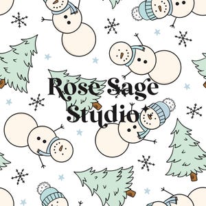 Winter Snowmen Seamless File, Neutral Snowman Seamless Pattern