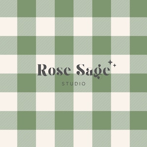 Wrapping Paper: Sage Christmas green Plaid, Beige Holiday