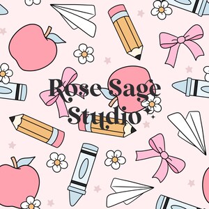 Back to School Seamless File, Girl School Bows Seamless Pattern