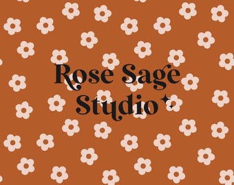 Fall Daisy Seamless File, Orange Floral Seamless Pattern, Minimal Girl Seamless Pattern