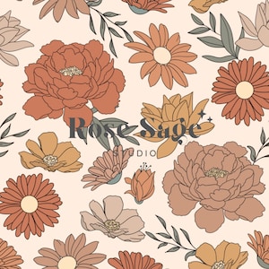 Naadloze boho herfst bloemenpatroon, herfst wilde bloemen naadloos patroonbestand, vintage beige naadloos bloemenpatroon, boho bloemenbestand