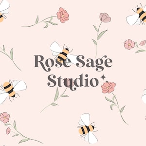 Boho Spring Floral Seamless Pattern, Bees Seamless Pattern File, Girl Floral Bouquet Seamless Pattern, Spring Flowers Honeybee Seamless