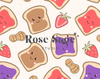 Peanut Butter and Jelly Seamless Pattern, Sandwich Seamless Surface Pattern, Boy Girl Seamless File