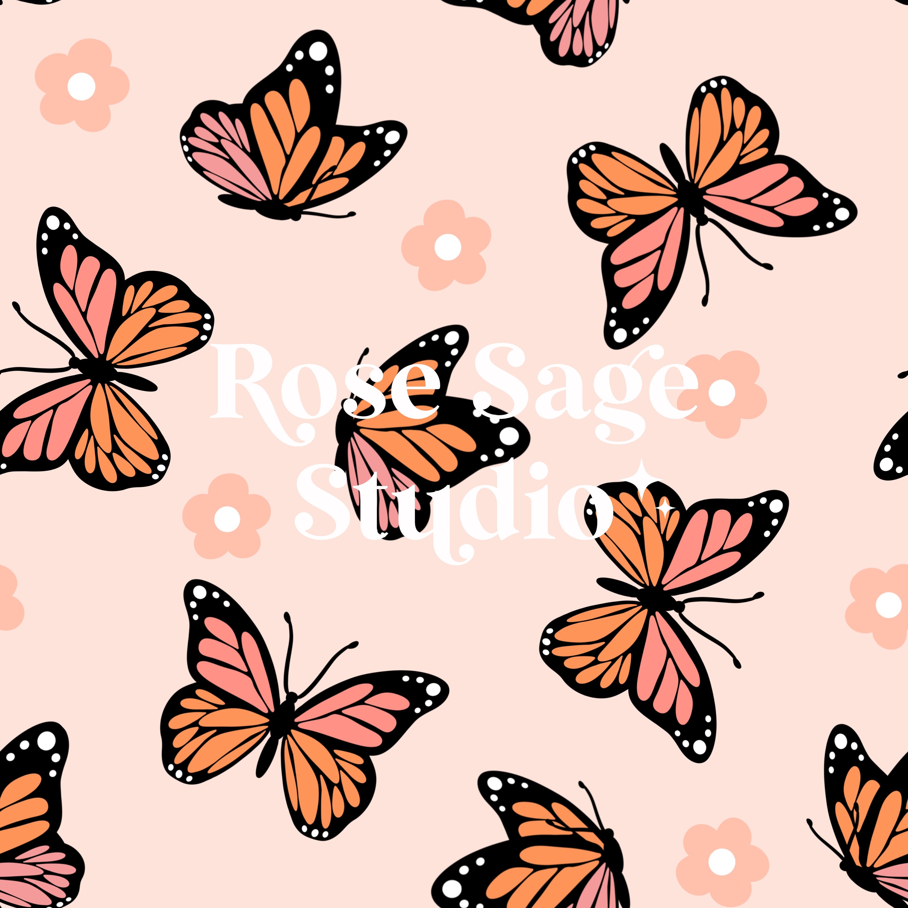 Butterfly Seamless Digital Pattern, Pink Monarch Butterfly Seamless ...