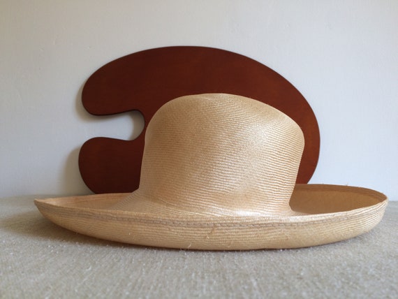 Vintage Sisal Straw Sunhat with Curved Brim - image 1