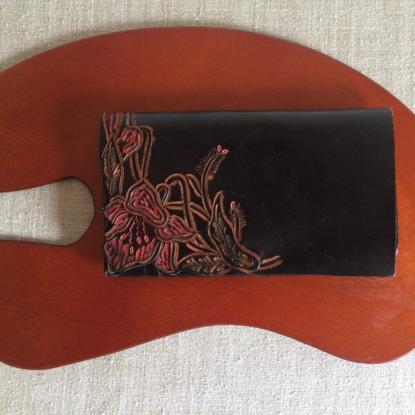 Vintage Tooled Leather Clutch Bag