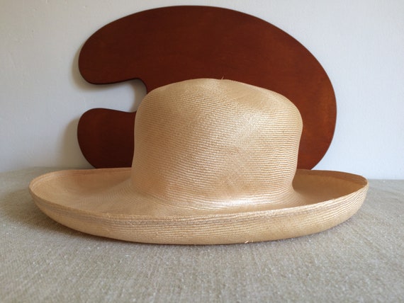 Vintage Sisal Straw Sunhat with Curved Brim - image 3