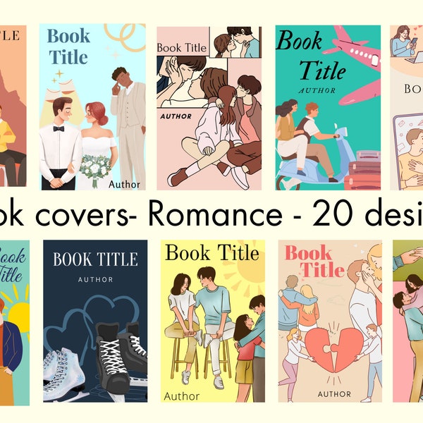 Romance book covers, digital Canva template, wattpad/Ebook