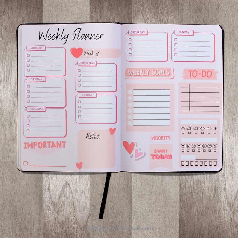 A4 Pink That Girl Planner Canva Template Digital Download Minimalist ...