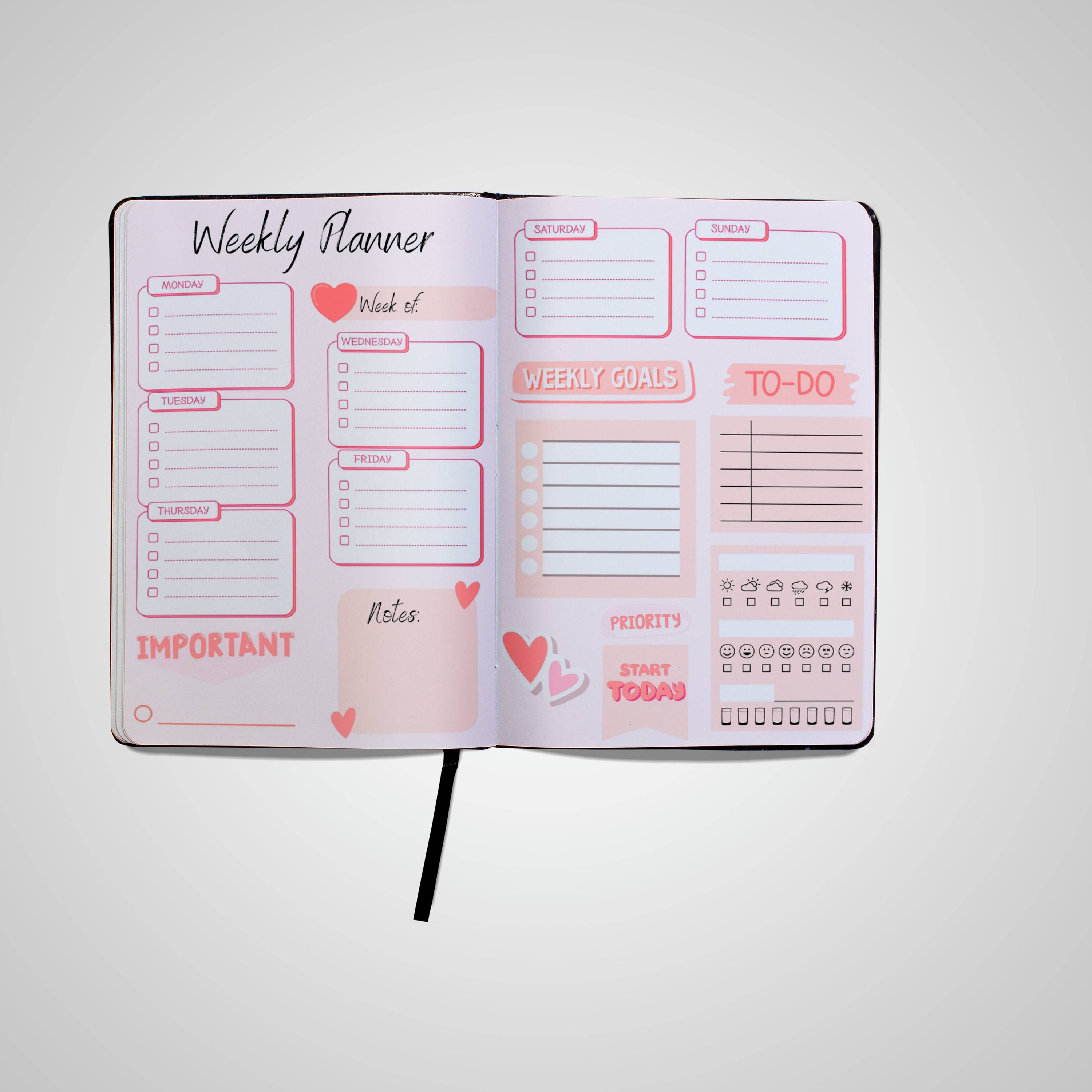 A4 Pink That Girl Planner Canva Template Digital Download Minimalist ...